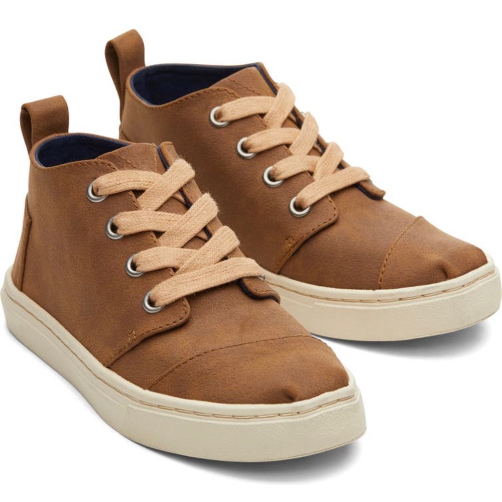 👋🏾 TOMS Botas Cupsole Oxford Toffee Brown Unisex Microsuede HighTop Youth Size 3